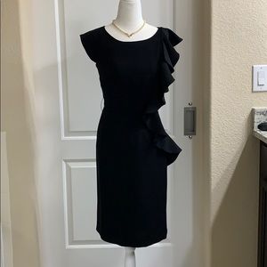 Antonio Melani belted ruffled one sided dress